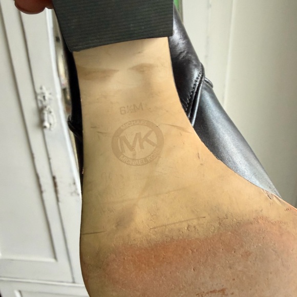 Michael Kors Black Ankle Boots with Gold Accent - Picture 6 of 8